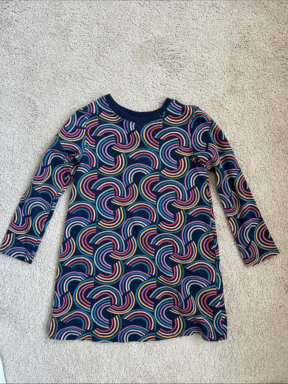 Hanna Anderson Navy Long Sleeve Rainbow Arch Tunic Dress, GUC, 6-7
